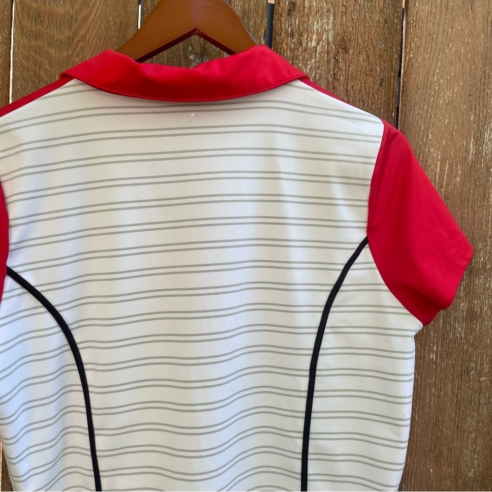 CHICOS ZENERGY GOLF Women’s Red White Striped Short Sleeve Polo Shirt Size 1X - Picture 10 of 11
